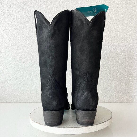 Lane EMMA JANE Womens Cowboy Boots 9 Black Suede Western Cowgirl Mid Calf Tall - Picture 3 of 13